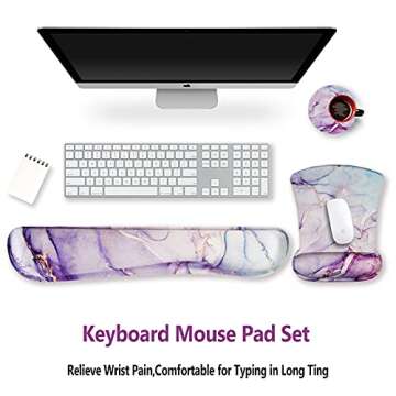 ArtSo Keyboard Wrist Rest and Mouse Pad with Wrist Support Set, Ergonomic Mouse Pad Coaster, Durable...