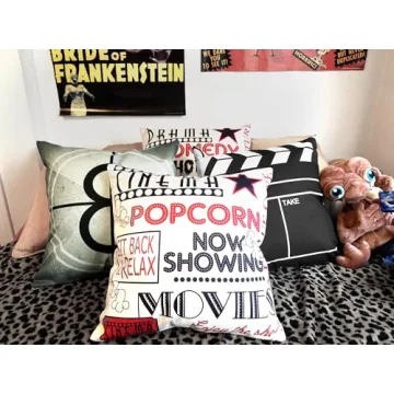 YOENYY Vintage Movie Theater Pillow Covers Set of 4