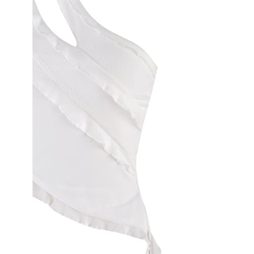 CSDAJIO Women's One Shoulder Mesh Crop Top for Summer