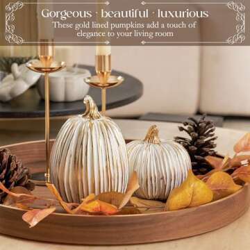Fall Decor-2PCS Fake Resin Autumn Pumpkins Decorations for Thanksgiving Home Table Centerpiece Shelf...