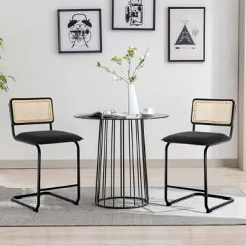 Elegant Boucle Rattan Bar Stools Set for Cozy Dining