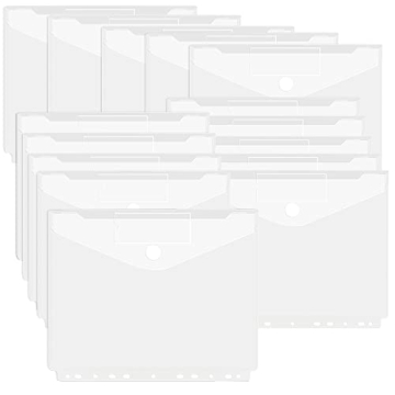 FOME A4 Binder Pocket Set - 15pcs Snap Button Pouch, Clear A4 Size for School