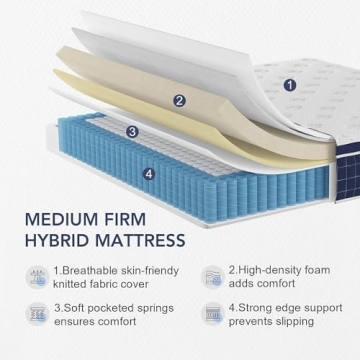 EEN EEN SLEEP 12 Inch Hybrid Queen Mattress Comfort