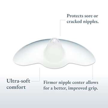 Ameda Washable Skin-to-Skin Nipple Shield for Breastfeeding, Ultra-Thin Flexible Silicone, Cut-Out 1...