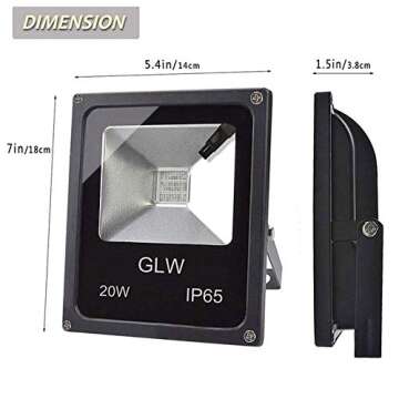 GLW 20W RGB LED Flood Lights Color Changing Floodlight with Remote Control IP65 Waterproof Outdoor Landscape Lighting 16 Colors 4 Mode Dimmable Wall Washer Light for Garden,Yard and More(4 Pack)