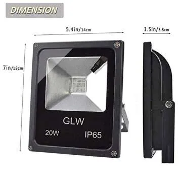 GLW 20W RGB LED Flood Lights Color Changing Floodlight with Remote Control IP65 Waterproof Outdoor Landscape Lighting 16 Colors 4 Mode Dimmable Wall Washer Light for Garden,Yard and More(4 Pack)