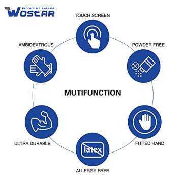 Wostar Synthetic Nitrile Gloves 4Mil Pack of 100 Powder Latex Free Disposable Non-Sterile Nitrile Exam Glove