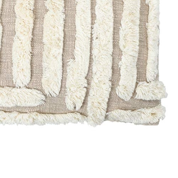 Stylish Lumbar Tan & Cream Tufted Cotton Pillow