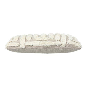 Stylish Lumbar Tan & Cream Tufted Cotton Pillow
