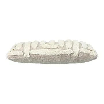 Stylish Lumbar Tan & Cream Tufted Cotton Pillow