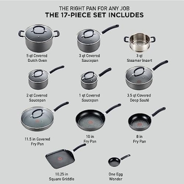 T-fal 17 Piece Nonstick Cookware Set - Ultimate Kitchen Essentials