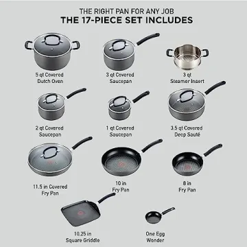T-fal 17 Piece Nonstick Cookware Set - Ultimate Kitchen Essentials