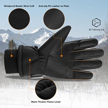 Anqier Winter Waterproof Touchscreen Ski Gloves for All