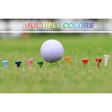 EWILLING Multiple Coloured Painted-on Designs/Primary Color Golf Tees Pack of 100,Natural Bamboo/Wood Golf Tees Size 3-1/4 inch，2-3/4 inch and 1-1/2 inch Mixed Package (Mixed Colors)