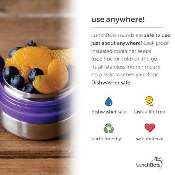 LunchBots Rounds Leak Proof Snack Containers - Set of 2