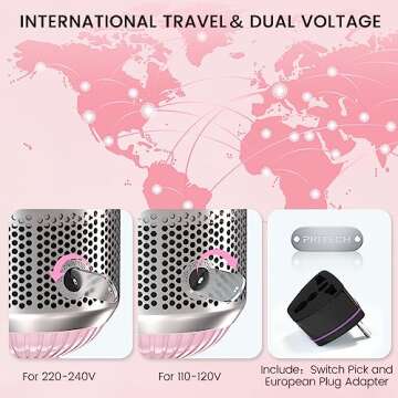Dual Voltage Hair Dryer Brush, PRITECH Hot Air Brush 110V-120V/220V-240V Ionic 1000W Blow Dryer Brus...