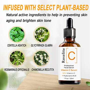 Vitamin C Serum for Face with Hyaluronic Acid + VE - Natural Organic Anti Wrinkles and Fine Lines Vitamin C Serum for All Skin - Anti Aging Facial Skin Serum 1 fl oz 30% Vitamin C