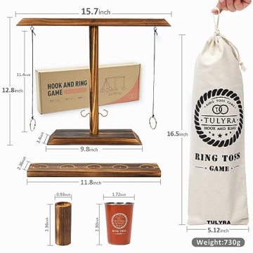 Tulyra XL Ring Toss Game for Adults with Shot Glass and Carrying Case