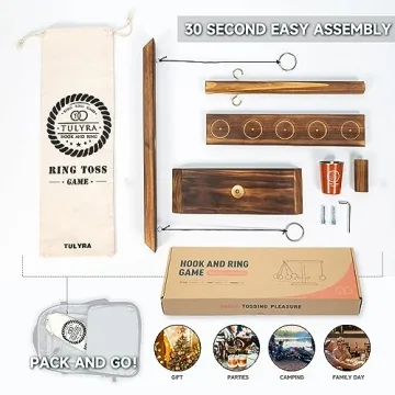 Tulyra XL Ring Toss Game for Adults with Shot Glass and Carrying Case