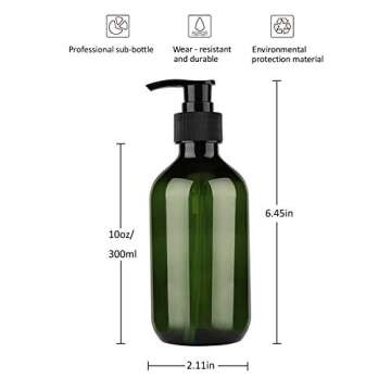 Pump Bottle Dispenser, Yebeauty 10oz/300ml Empty Plastic Shower Refillable Dispenser Soap Shampoo Pu...