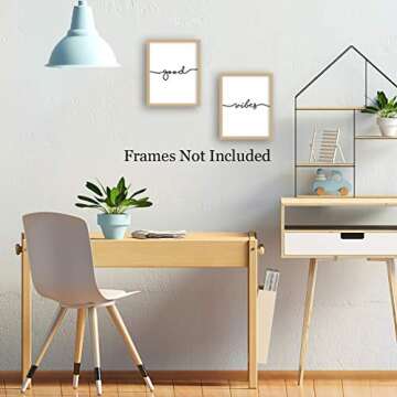 Good Vibes Art Prints Set Of 2 (8"X10") Minimal Art for Motivational Canvas Wall Decor