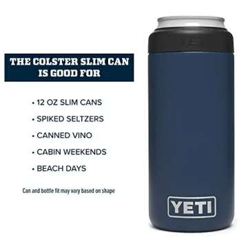 YETI Rambler 12 oz. Colster Slim Can Insulator for the Slim Hard Seltzer Cans, Navy (NO CAN INSERT)