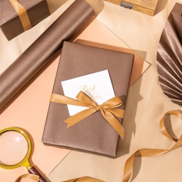 RUSPEPA Chocolate Brown Pearly Wrapping Paper for Events