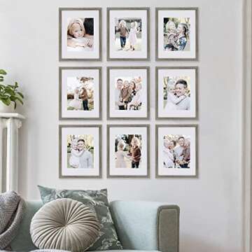 Sheffield Home 9 Piece Gallery Wall Frame Set, 11x14 Inch, Natural