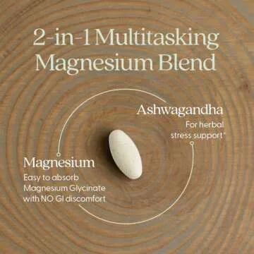New Chapter Magnesium + Ashwagandha Supplement, 325 mg with Magnesium Glycinate, 2.5x Absorption, Muscle Recovery, Heart & Bone Health, Calm & Relaxation, Gluten Free, Non-GMO - 90 ct (3 Month Supply)