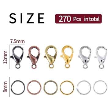 KOPOX Lobster Claw Clasps and Open Jump Rings Set, 6 Colors Lobster Clasps for Jewelry Making, Keych...