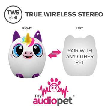 My Audio Pet Mini Bluetooth Animal Wireless Speaker for Kids of All Ages - True Wireless Stereo – Pair with Another TWS Pet for Powerful Rich Room-Filling Sound (UniCHORD)