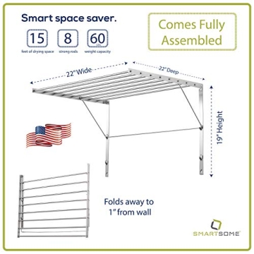 Durable Wall Mounted Drying Rack with 15 Feet Capacity