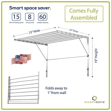 Durable Wall Mounted Drying Rack with 15 Feet Capacity