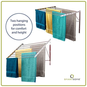 Durable Wall Mounted Drying Rack with 15 Feet Capacity