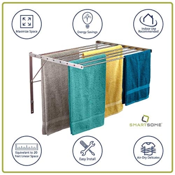 Durable Wall Mounted Drying Rack with 15 Feet Capacity