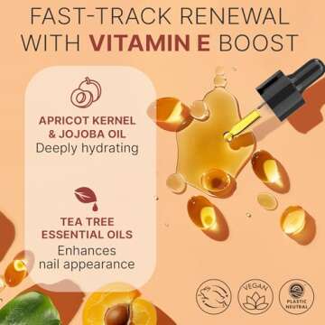 Organic Nail and Cuticle Oil - USA Made Nail Oil for Growth & Strength with Jojoba and Vitamin E, Repair for Damaged Nails & Cuticle Softener made with Natural Ingredients, Nails Care Products