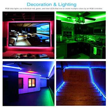 DAYBETTER Led Lights 65.6ft, RGB Led Strip Lights Flexible Color Changing Remote Control Led Light Strips, 2 Rolls of 32.8ft Led Lights for Bedroom Decor, Living Room Decor, Party Home Decor
