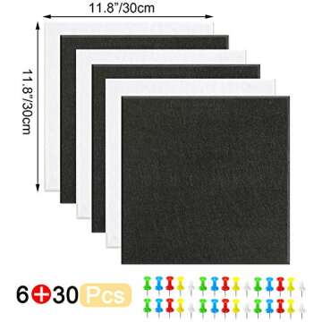 Yoillione Felt Bulletin Board for Wall: Large Cork Board for Office - Corkboard Tiles Self Adhesive - Black and White Pin Board Squares