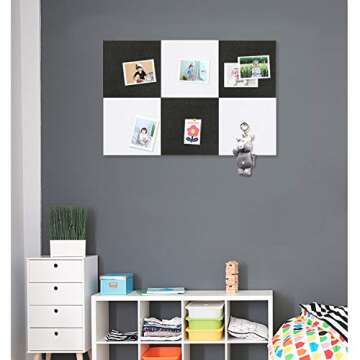Yoillione Felt Bulletin Board for Wall: Large Cork Board for Office - Corkboard Tiles Self Adhesive - Black and White Pin Board Squares