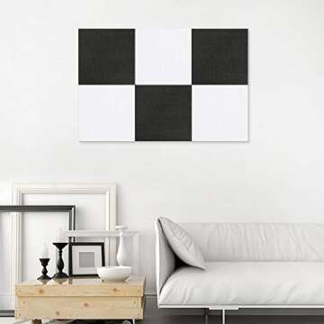 Yoillione Felt Bulletin Board for Wall: Large Cork Board for Office - Corkboard Tiles Self Adhesive - Black and White Pin Board Squares