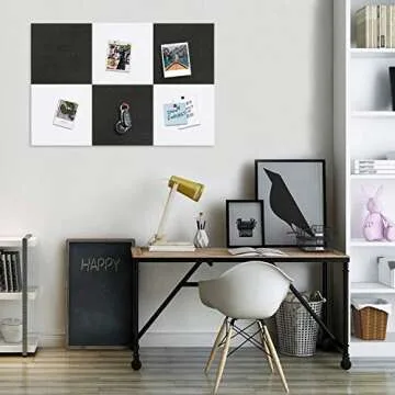 Yoillione Felt Bulletin Board for Wall: Large Cork Board for Office - Corkboard Tiles Self Adhesive - Black and White Pin Board Squares