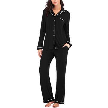 Aamikast Women's Pajama Sets Long Sleeve Button Down Sleepwear Nightwear Soft Pjs Lounge Sets