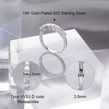 Ladylike Moissanite Wedding Band for Women 925 Sterling Silver Wedding Rings 0.7ct D Color VVS1 Lab ...