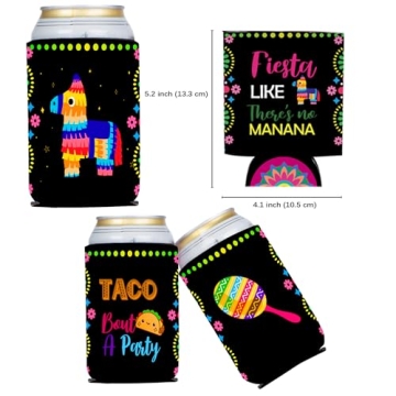 Colorful Mexican Party Can Cooler Sleeve Set of 12
