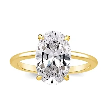 Effinny 3.5 Carat Elongated Oval Cut Engagement Ring - Stunning Yellow Gold Plated Simulated Diamond...