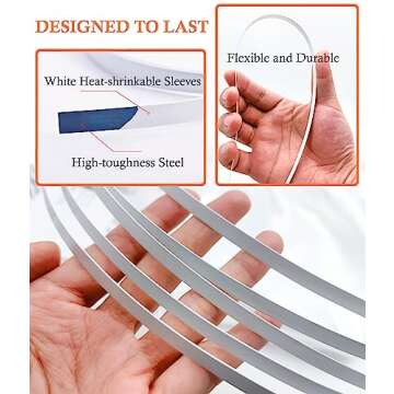 11 Yards Metal Boning for Sewing, Easy-to-sew Spring Steel Boning for Making Corsets/Wedding Dress/Costumes/Bridal Gowns/Lingerie/Swimwear/Handbags/Crafts/Decor Supplies(1/4" White)