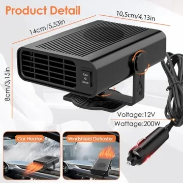 200W Car Heater - 12V Electric Defroster for Cars