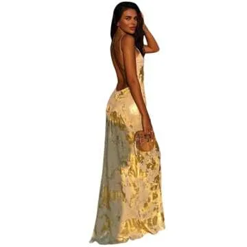 Elegant RARITYUS V Neck Backless Maxi Dress for Ladies
