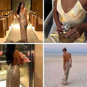 Elegant RARITYUS V Neck Backless Maxi Dress for Ladies