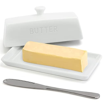 Elegant Ceramic Butter Dish with Lid and Knife - Perfect for Divinely Spreadable Butter
